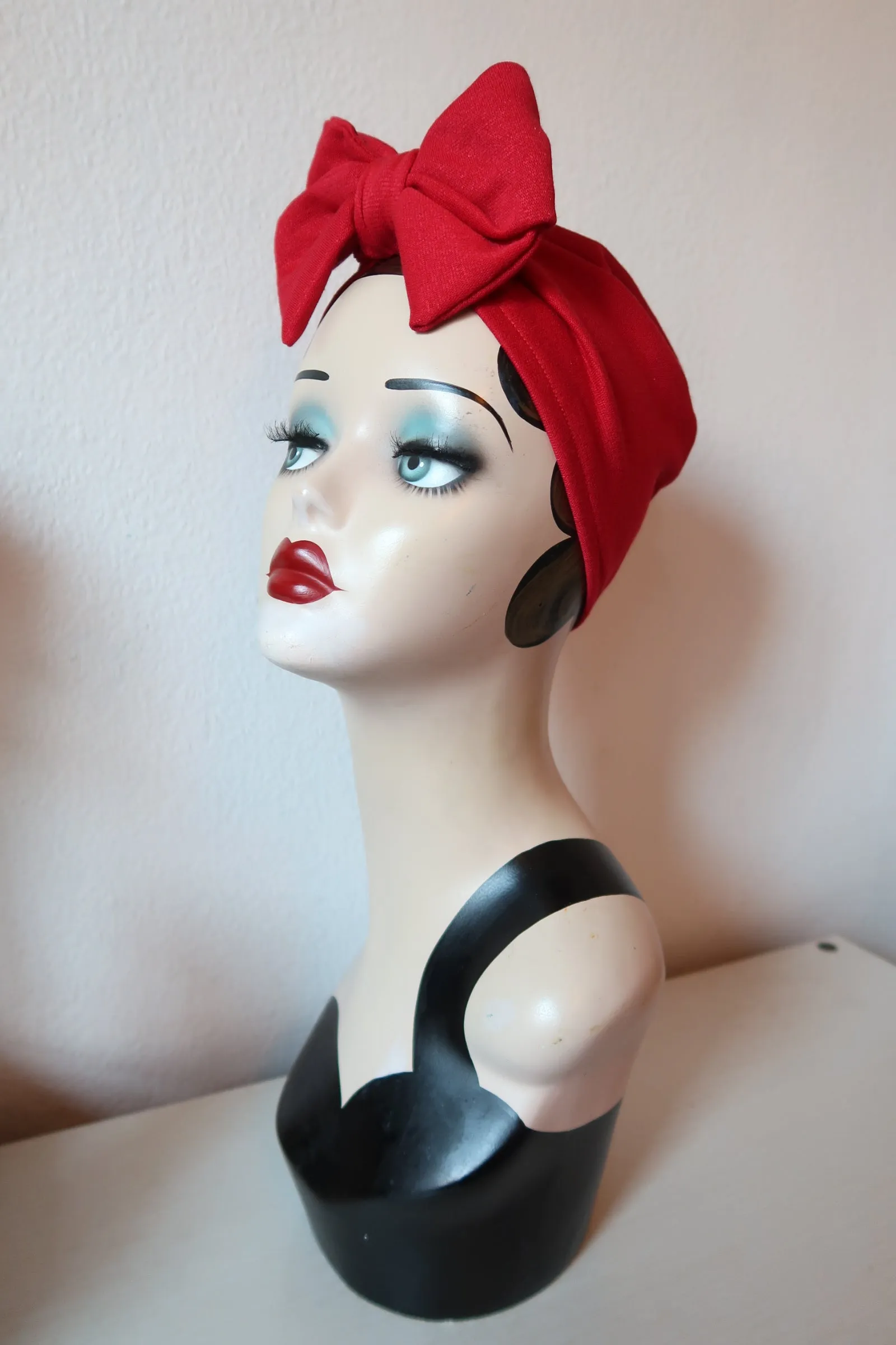 BOW KNOT 1940s Pre-tied Stretchy Turban in 9 colours (made to order)