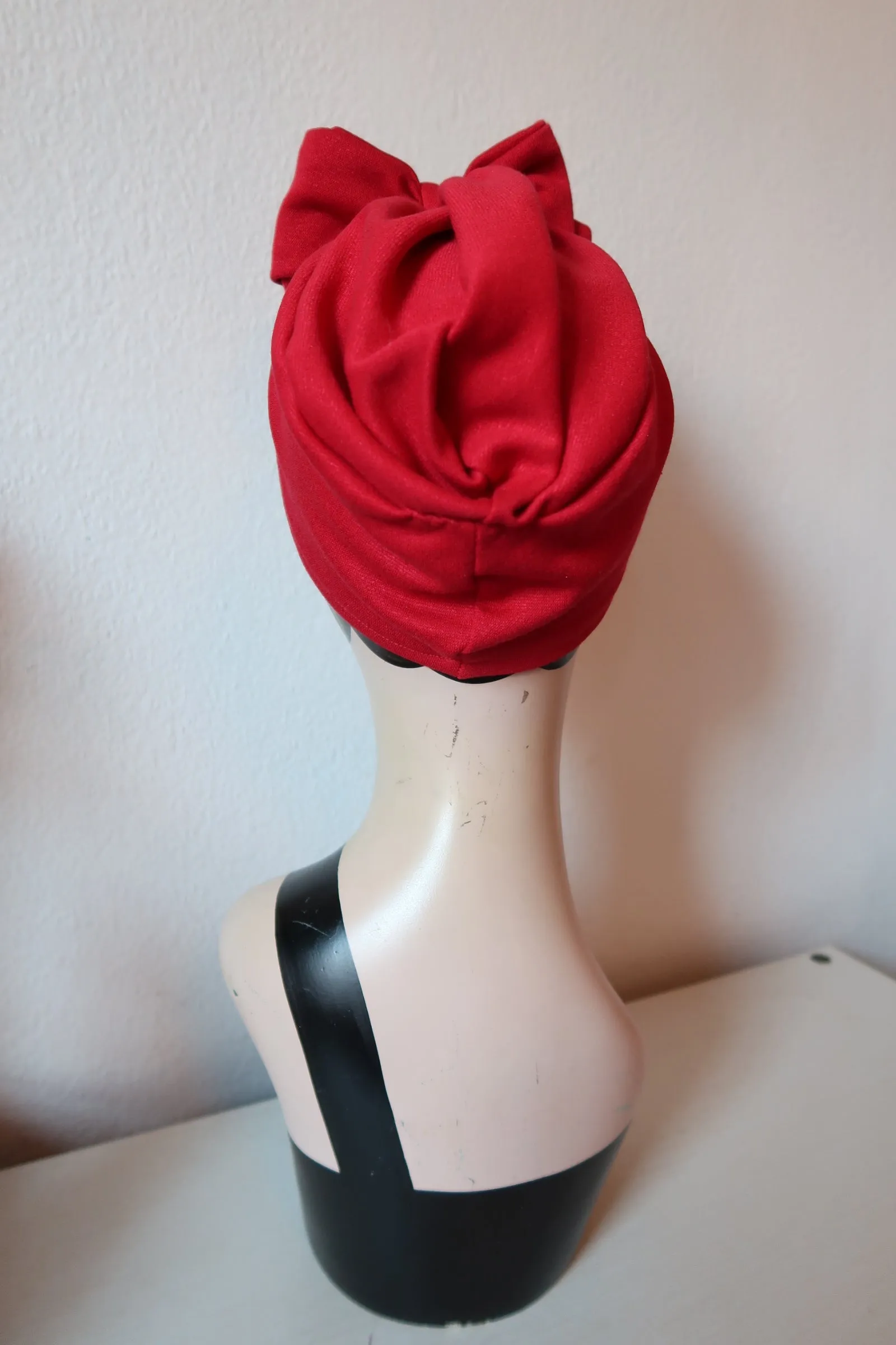 BOW KNOT 1940s Pre-tied Stretchy Turban in 9 colours (made to order)