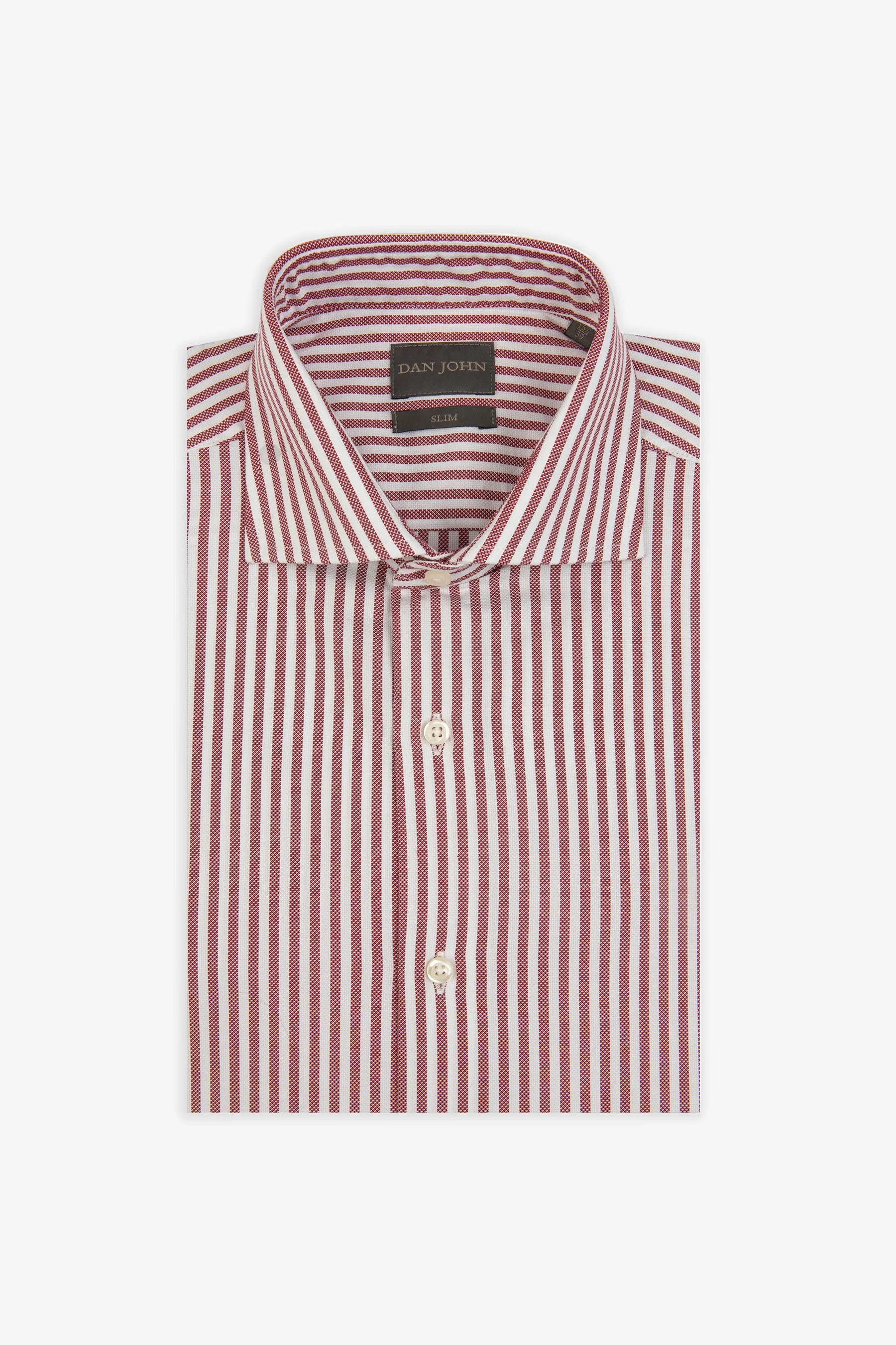 Camicia a righe operata bordeaux slim