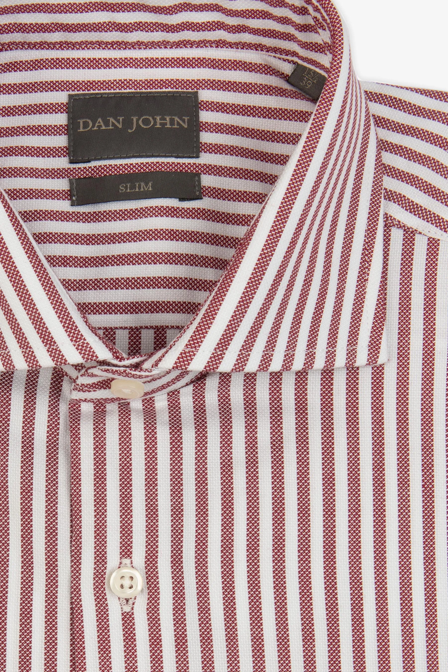 Camicia a righe operata bordeaux slim