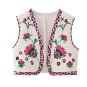 Camille Embroidered Vest - Pink