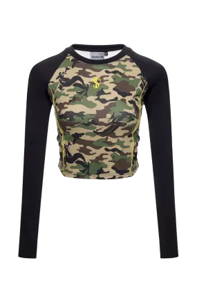 Camouflage Crop Top Long Sleeve Shirt