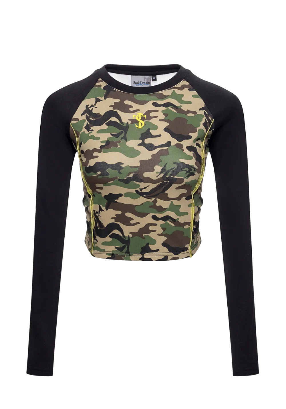 Camouflage Crop Top Long Sleeve Shirt