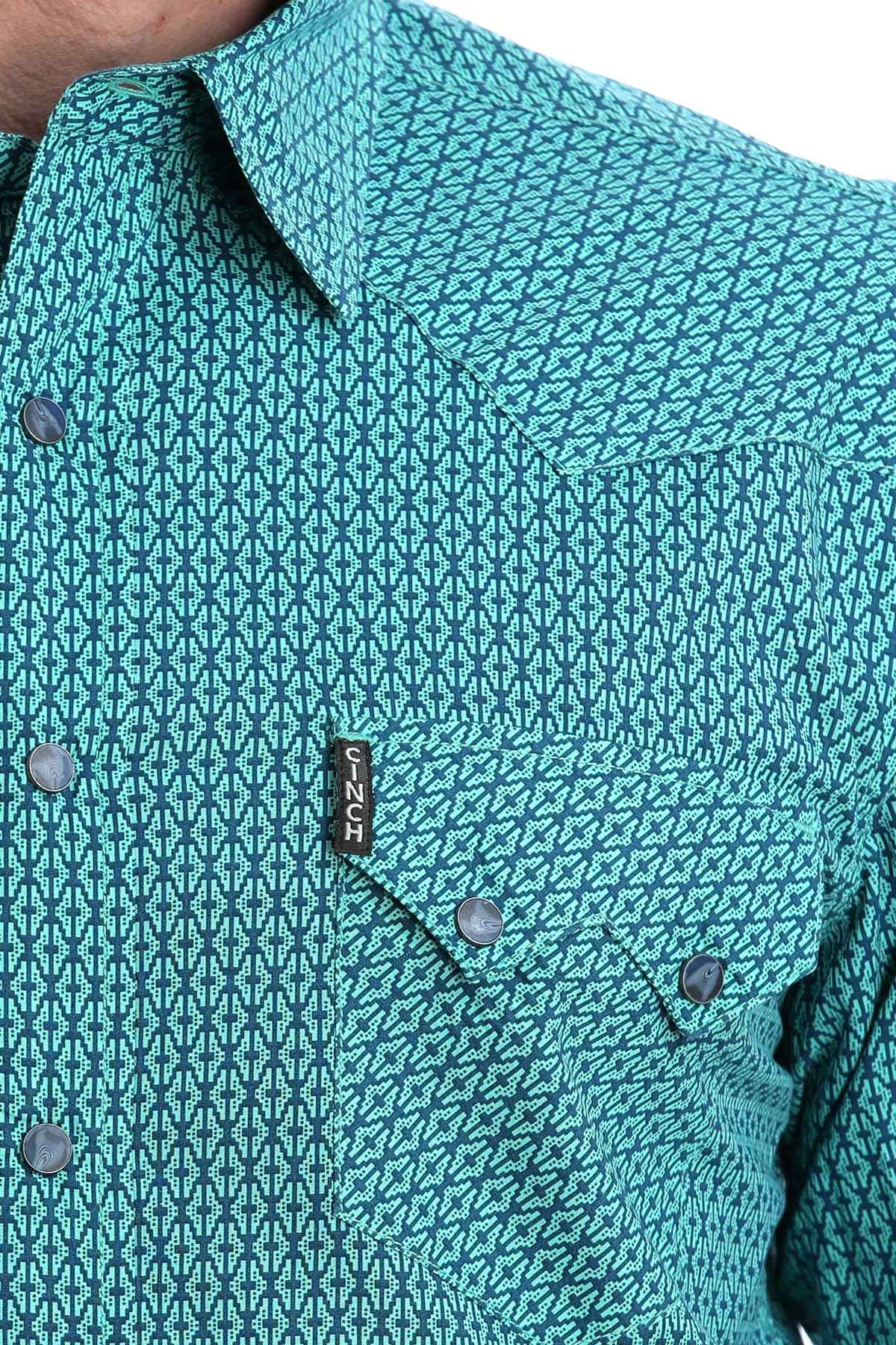 Cinch® Men's Teal Modern Print Long Sleeve Snap Front Western Shirt