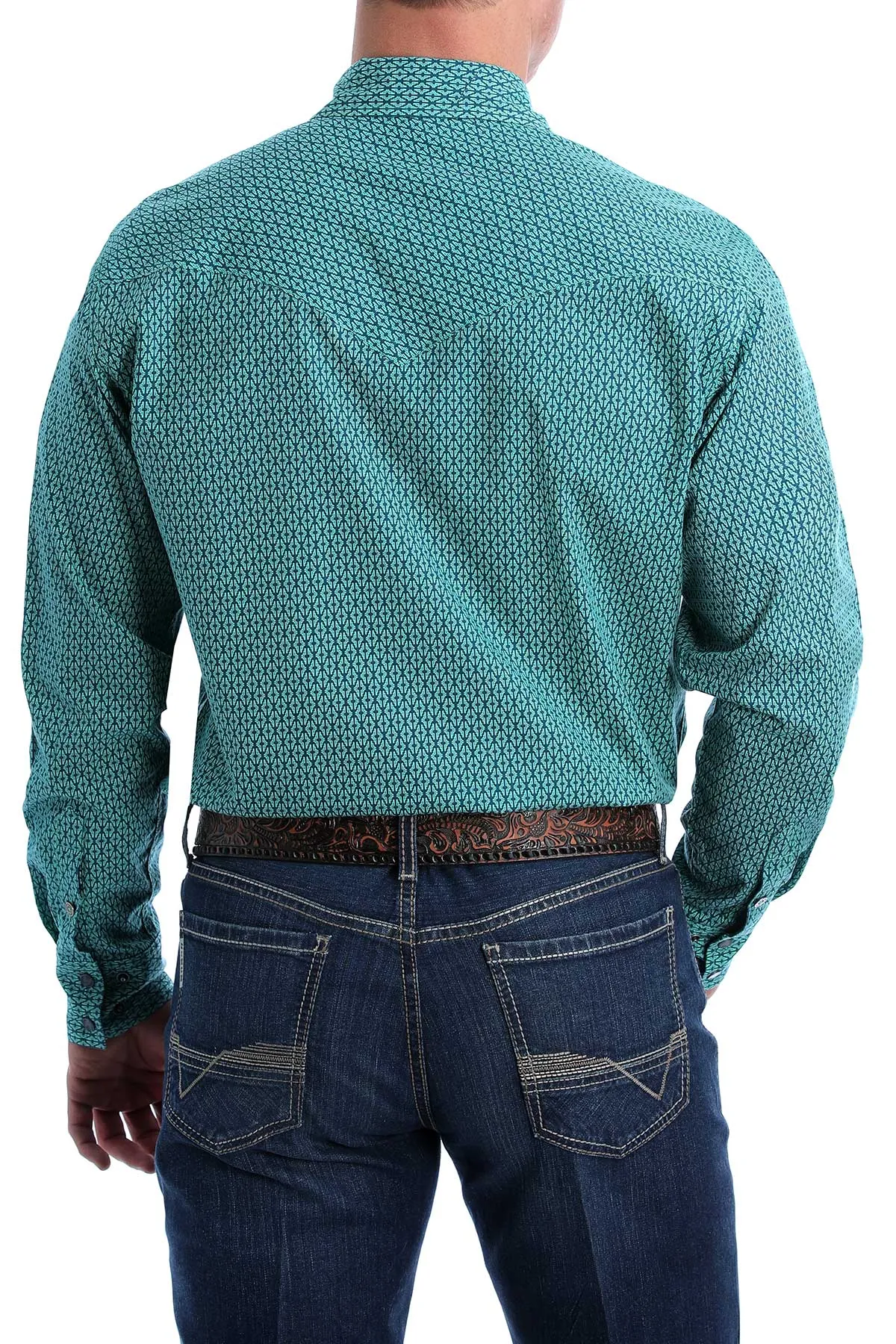 Cinch® Men's Teal Modern Print Long Sleeve Snap Front Western Shirt