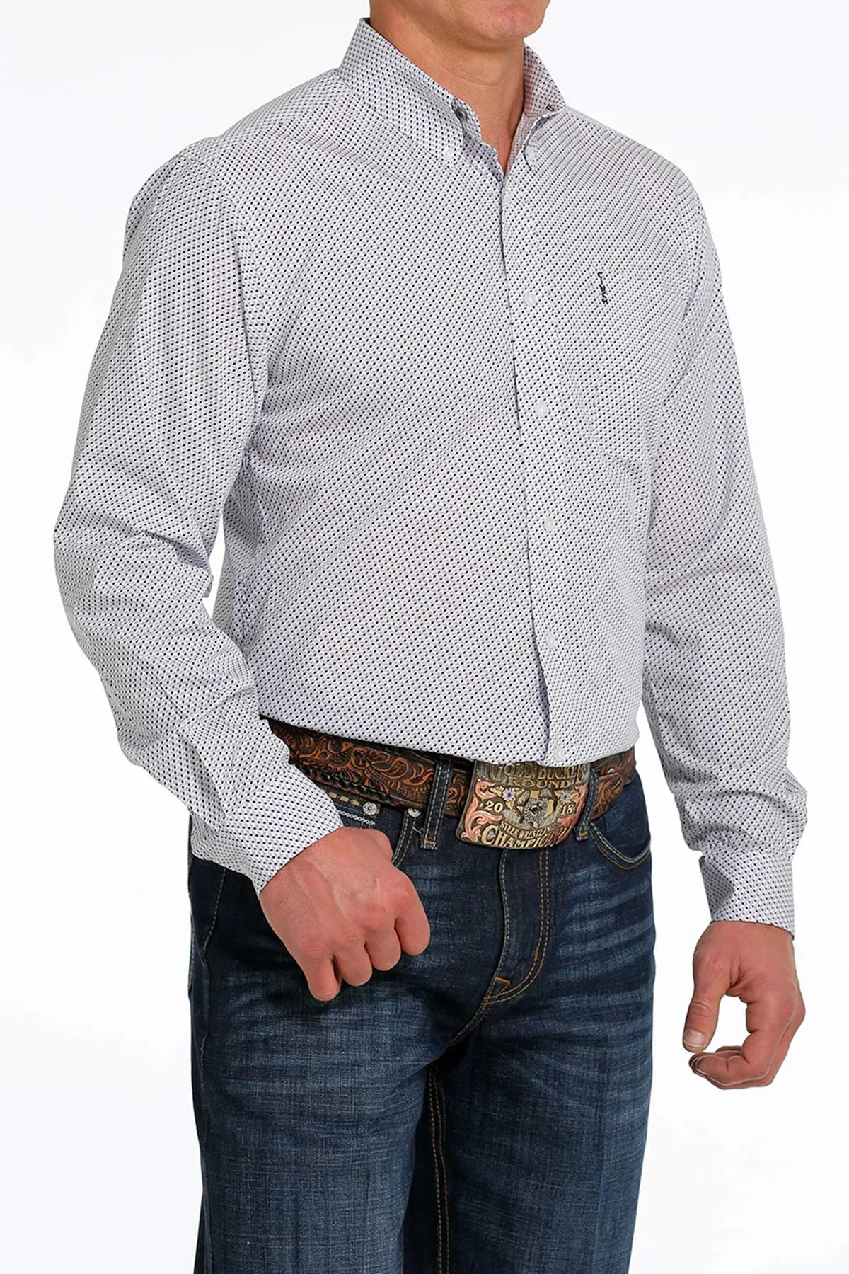 Cinch® Men's White Geo Print Long Sleeve Button Front Western Shirt