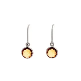 Como Collection 6mm Round Citrine Sterling Silver Earrings