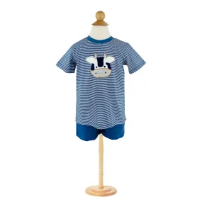 COW APPLIQUE BOY'S SHORTS SET