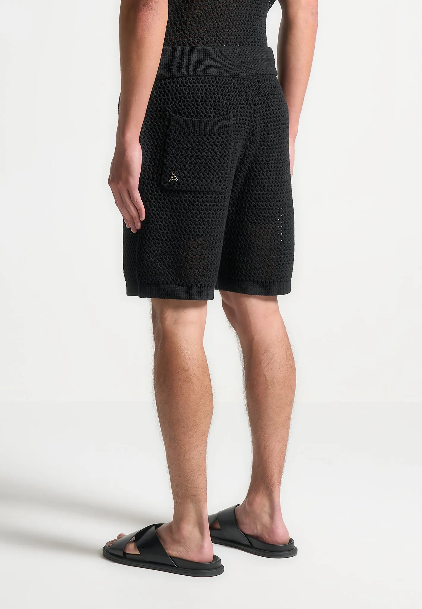 Crochet Knit Shorts - Black