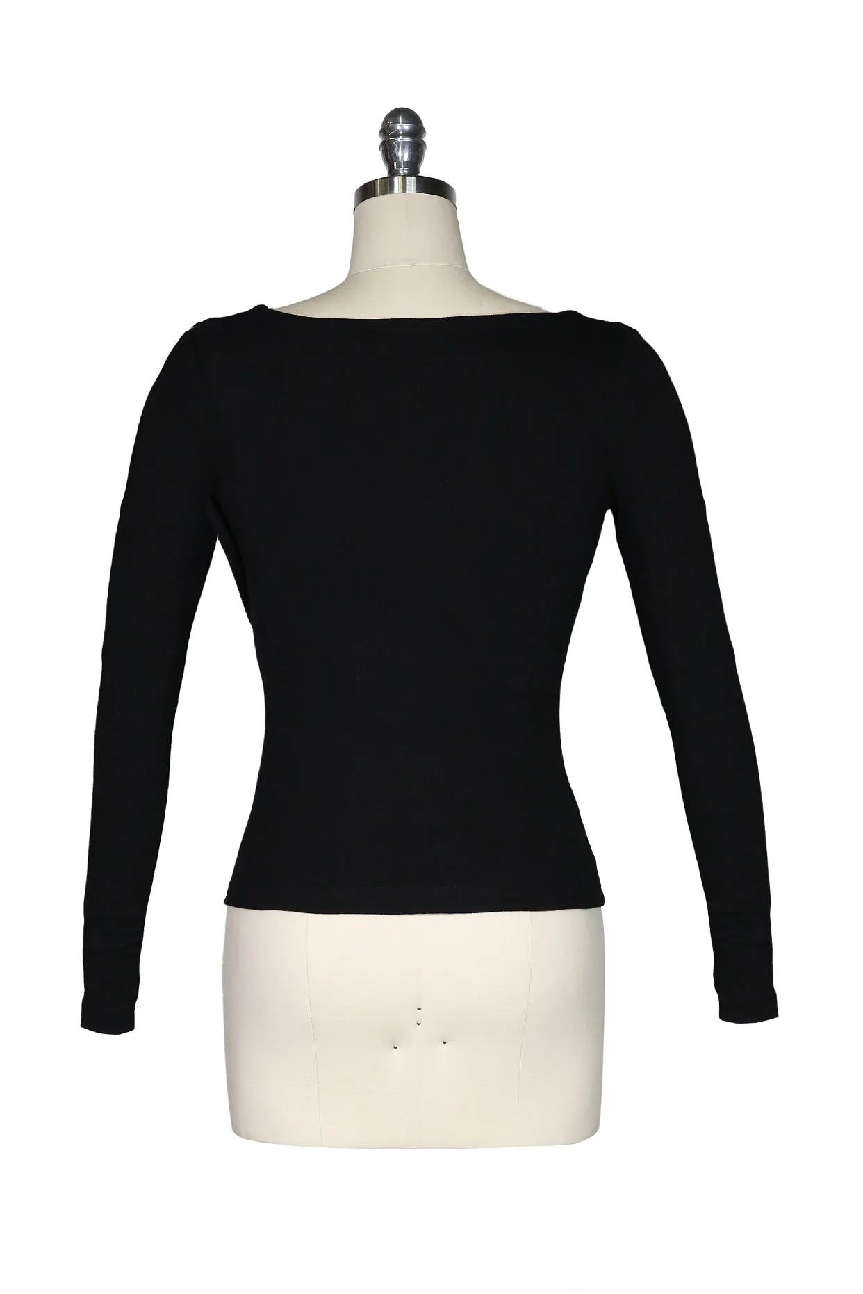 D'Amour Long Sleeve Peek-A-Boo Top (Black)