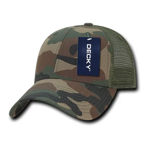 Decky 218 - 6 Panel Low Profile Structured Camo Trucker Hat - CASE Pricing