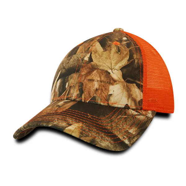 Decky 218 - 6 Panel Low Profile Structured Camo Trucker Hat - CASE Pricing