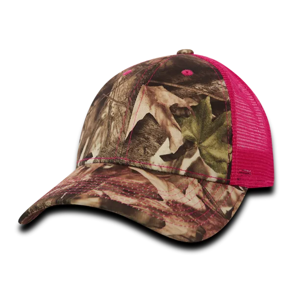 Decky 218 - 6 Panel Low Profile Structured Camo Trucker Hat - CASE Pricing