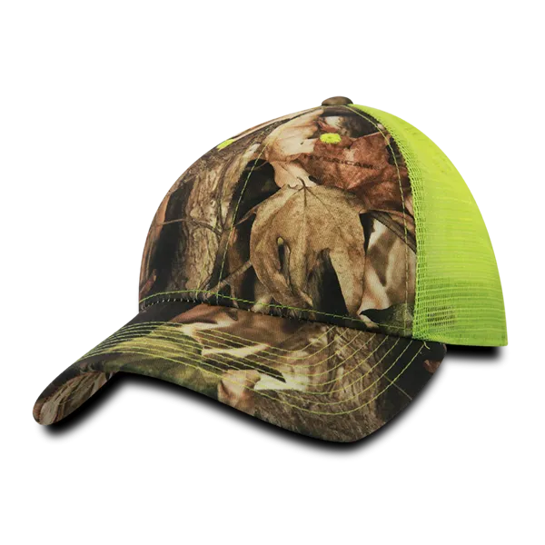 Decky 218 - 6 Panel Low Profile Structured Camo Trucker Hat - CASE Pricing