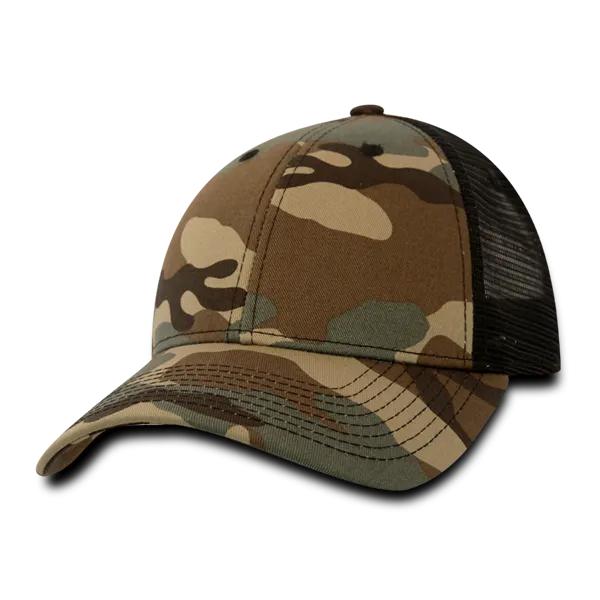 Decky 218 - 6 Panel Low Profile Structured Camo Trucker Hat