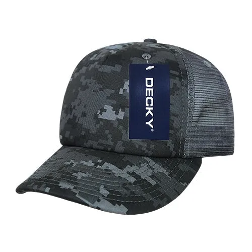 Decky 253 - Camo Foam Trucker Hat, 5 Panel Camouflage Trucker Cap - CASE Pricing