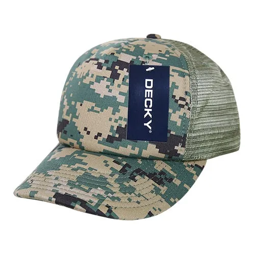 Decky 253 - Camo Foam Trucker Hat, 5 Panel Camouflage Trucker Cap - CASE Pricing