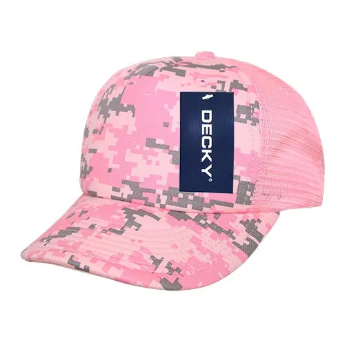 Decky 253 - Camo Foam Trucker Hat, 5 Panel Camouflage Trucker Cap - CASE Pricing