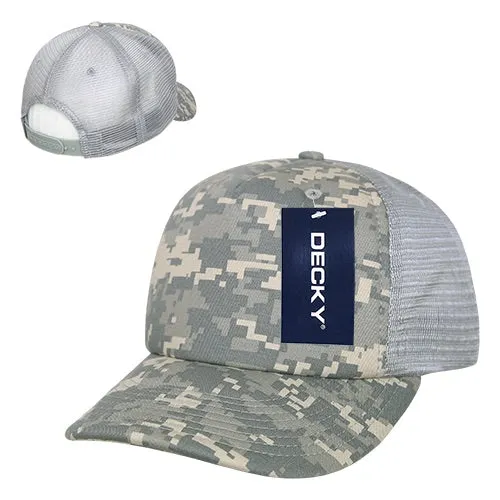 Decky 253 - Camo Foam Trucker Hat, 5 Panel Camouflage Trucker Cap - CASE Pricing