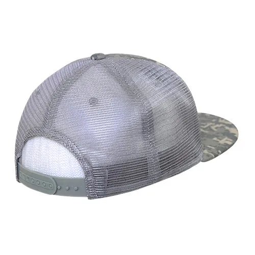 Decky 254 5 Panel Camo Foam Trucker Hat, Flat Bill Camouflage Trucker Cap