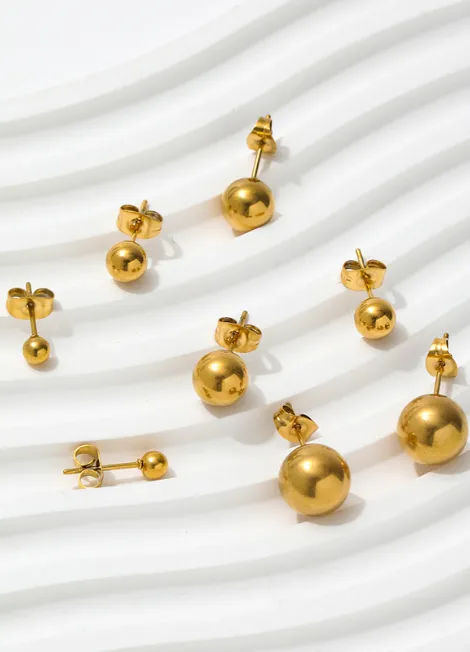 Earrings | Minimalist Ball Stud | 8mm | 18K Gold Plated