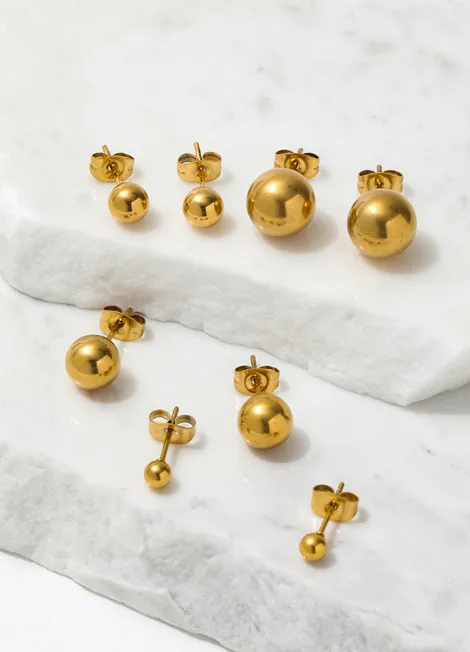 Earrings | Minimalist Ball Stud | 8mm | 18K Gold Plated