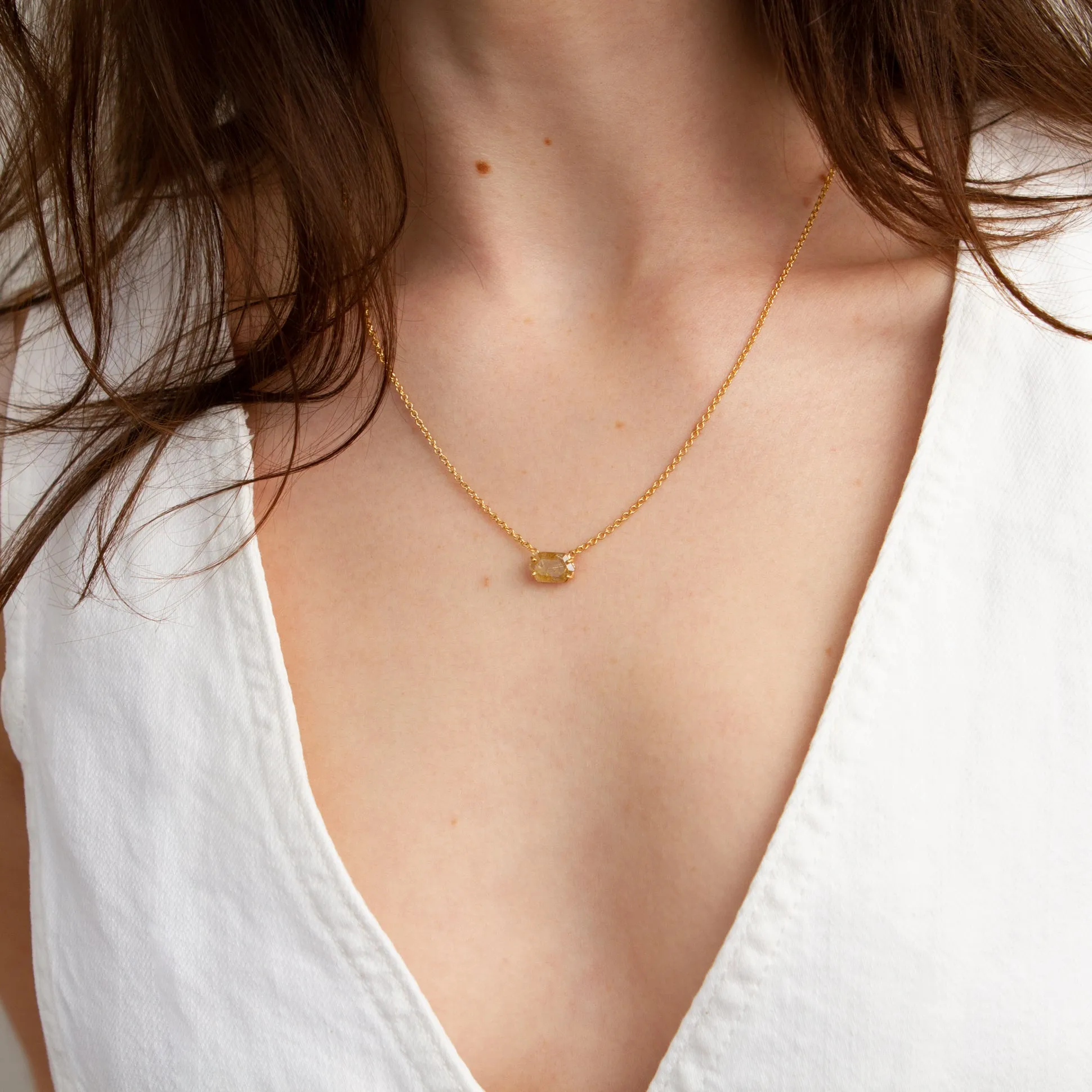 Emerson Rutilated Quartz Necklace in Vermeil