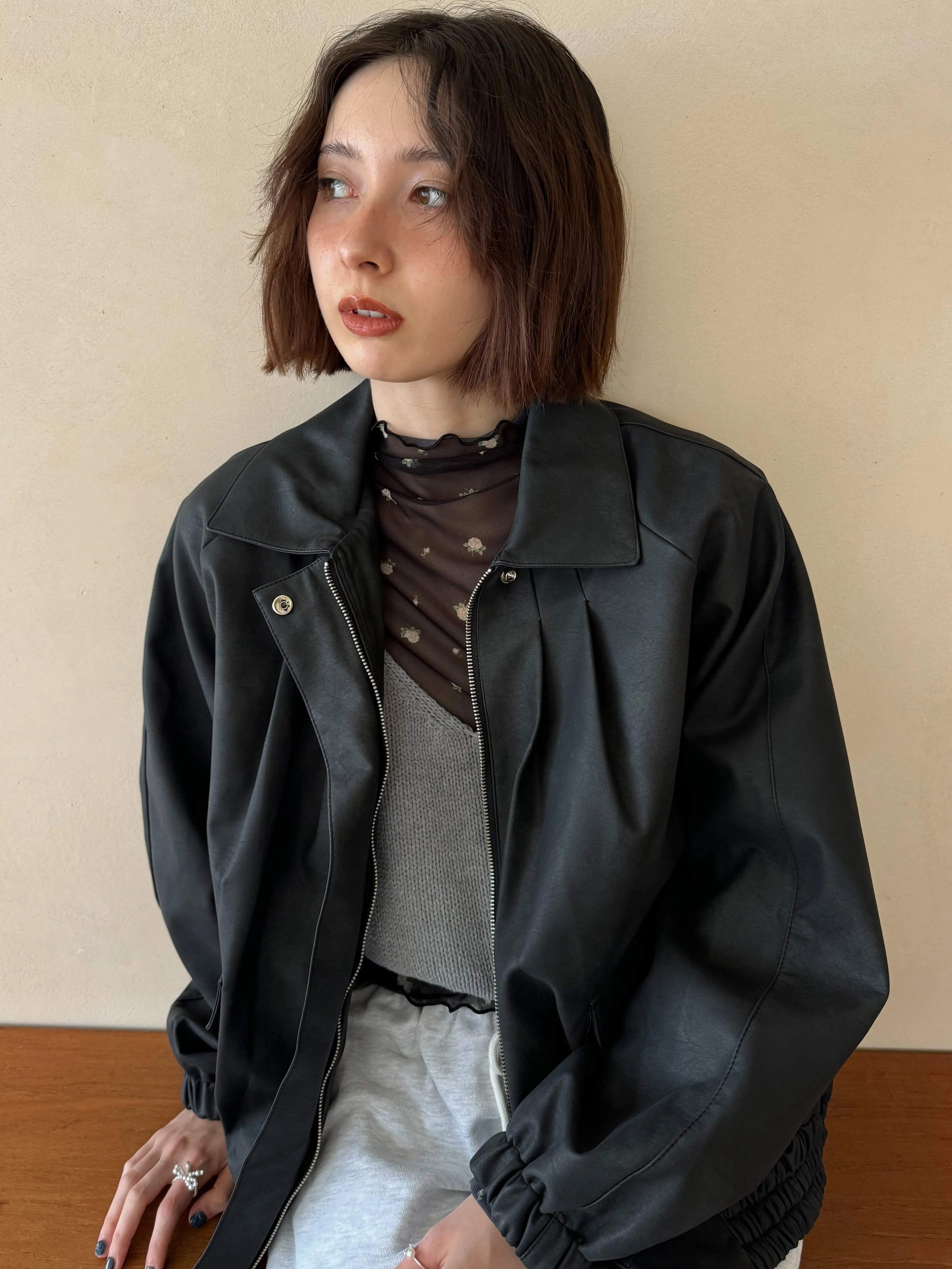 Faux Leather Oversized Jacket