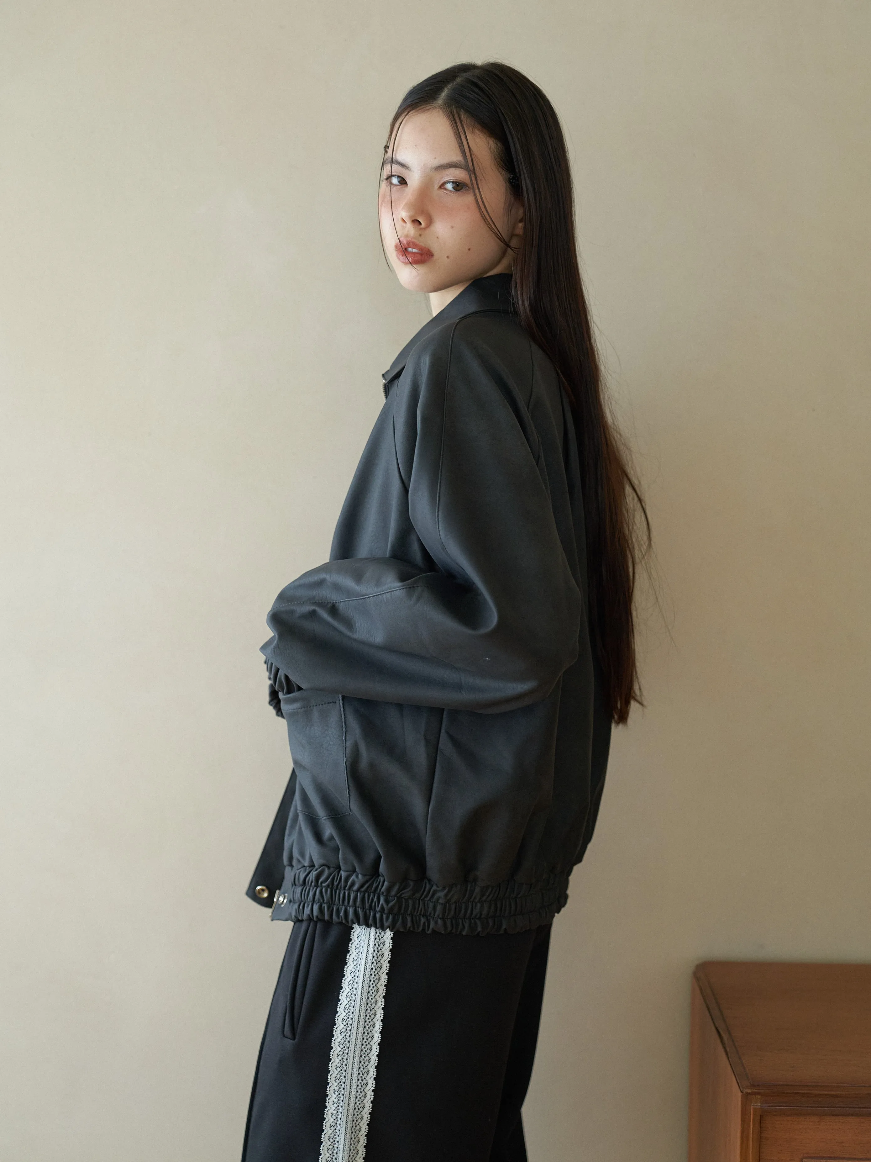 Faux Leather Oversized Jacket