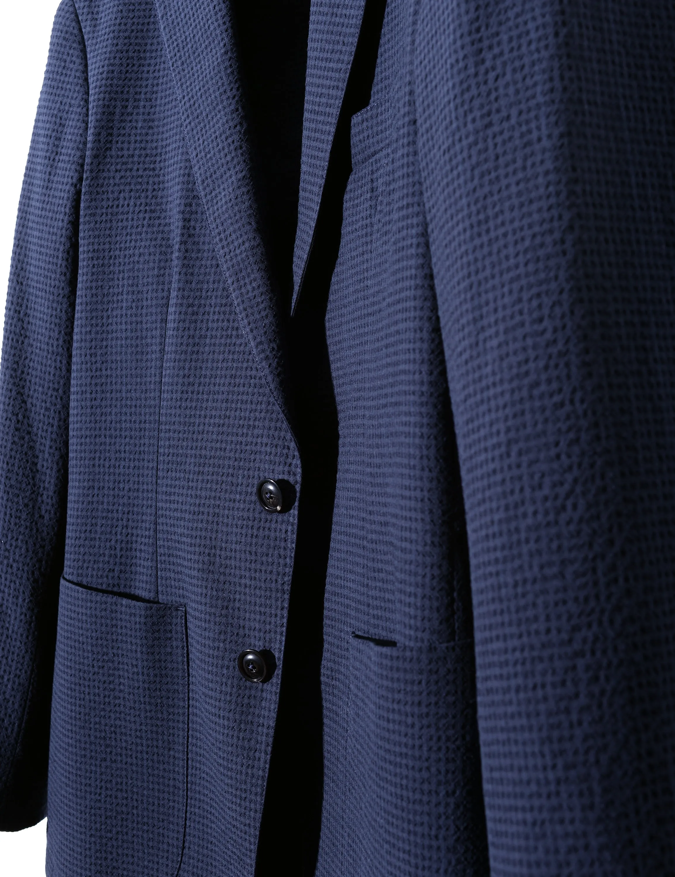 FINAL SALE: BKT35 Unstructured Jacket in Cotton Seersucker - Navy