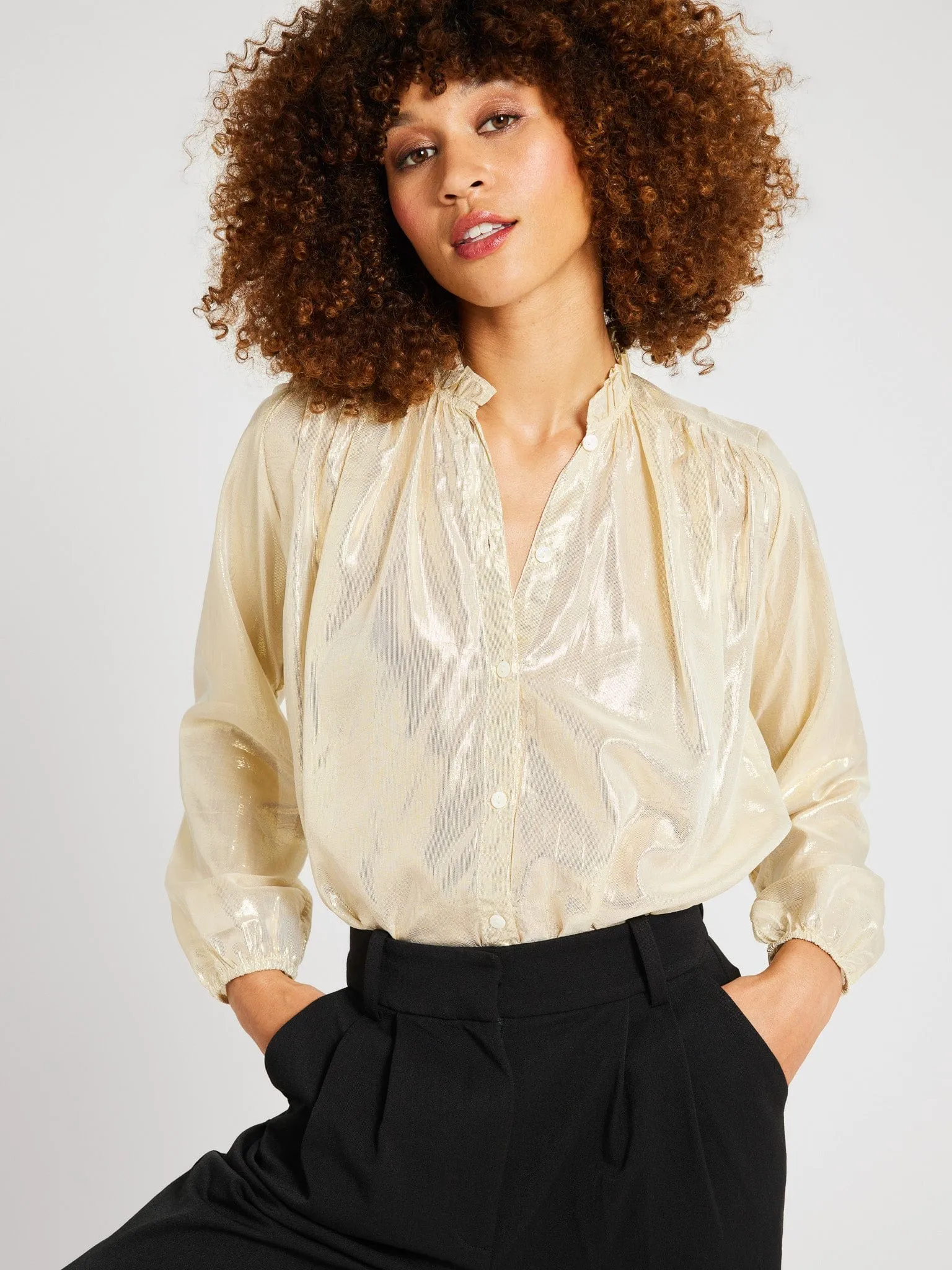 Francesca Top in Gold Lamé