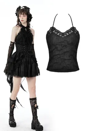 Gothic crinkle rose halter top TW436