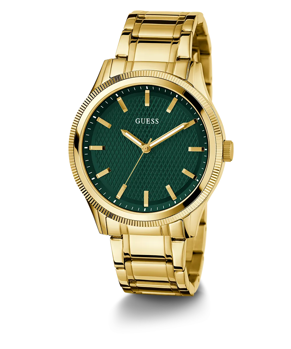 GUESS Mens Gold Tone Analog Watch