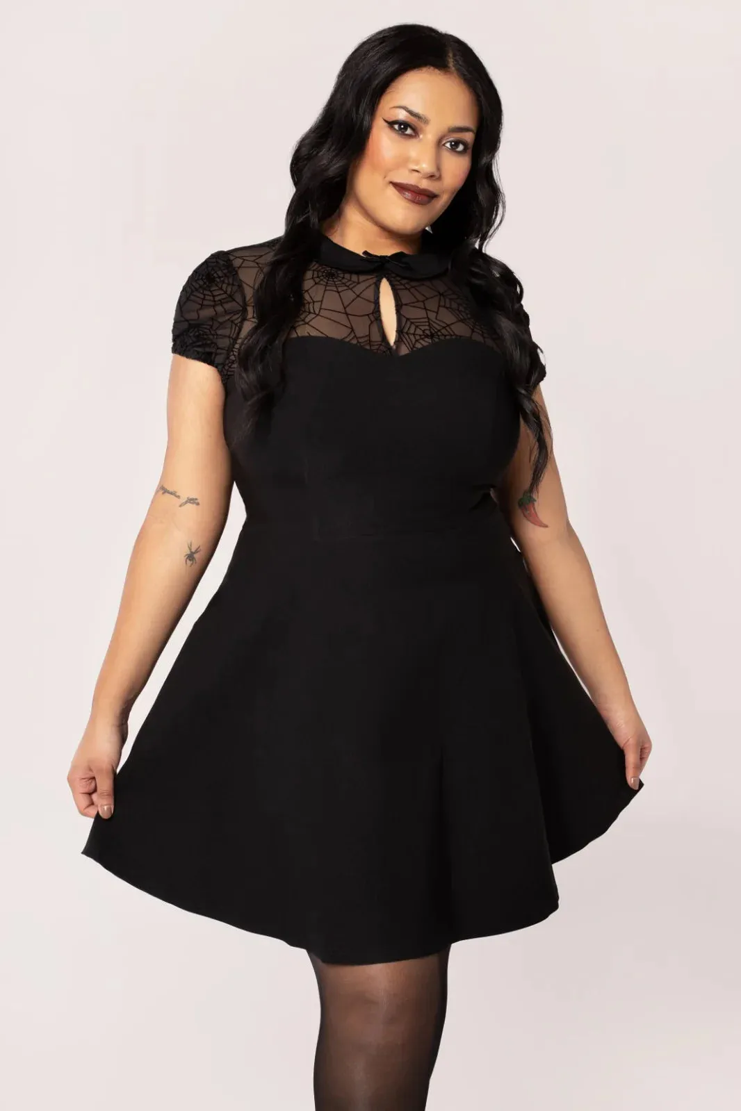 Hell Bunny Viola Mini Dress Web Mesh