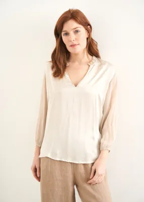 HESTER 3/4 SLEEVE TOP - OATMEAL