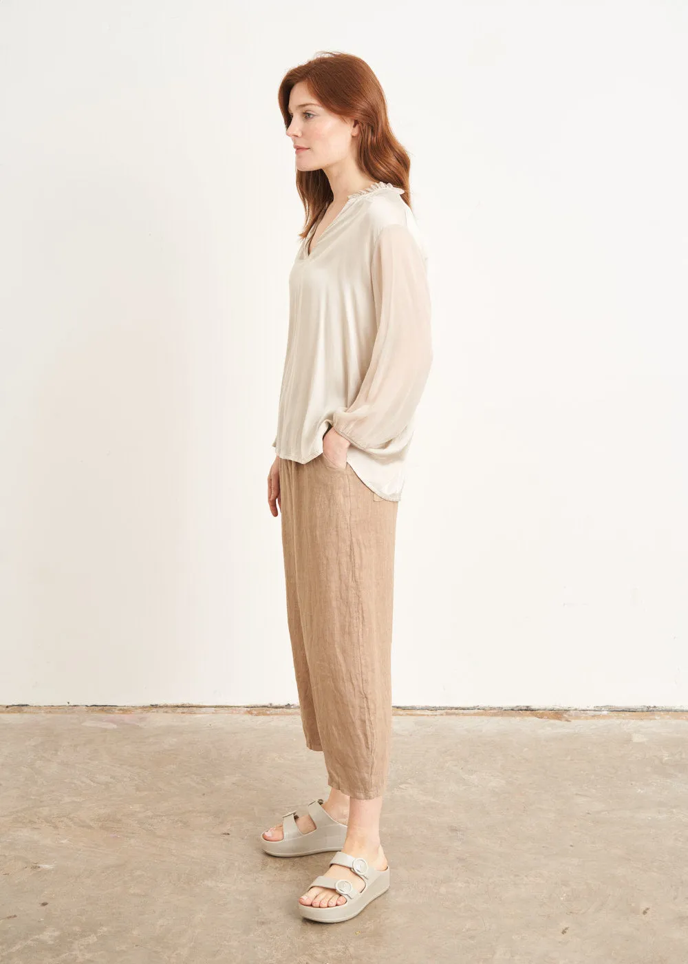 HESTER 3/4 SLEEVE TOP - OATMEAL