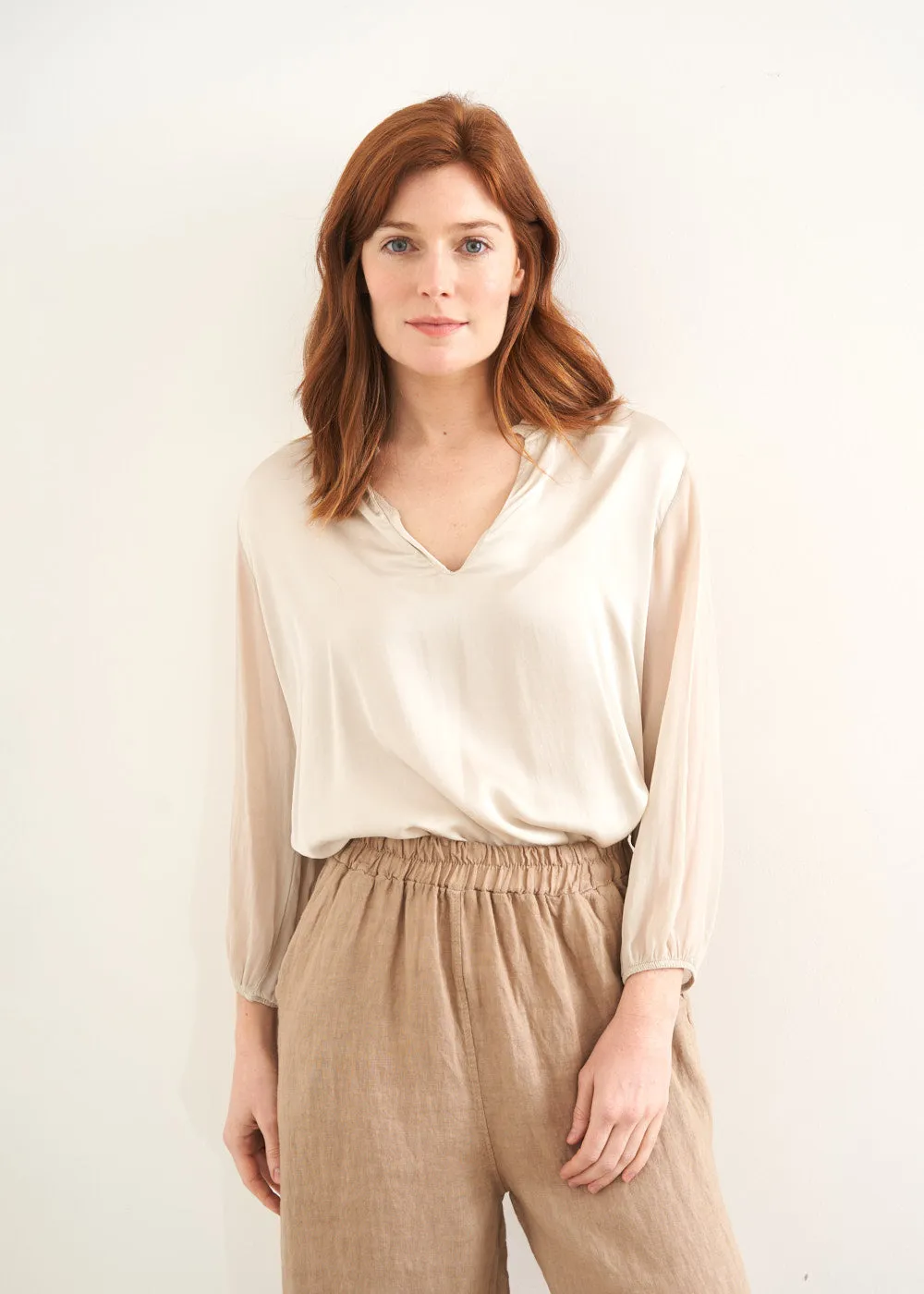 HESTER 3/4 SLEEVE TOP - OATMEAL