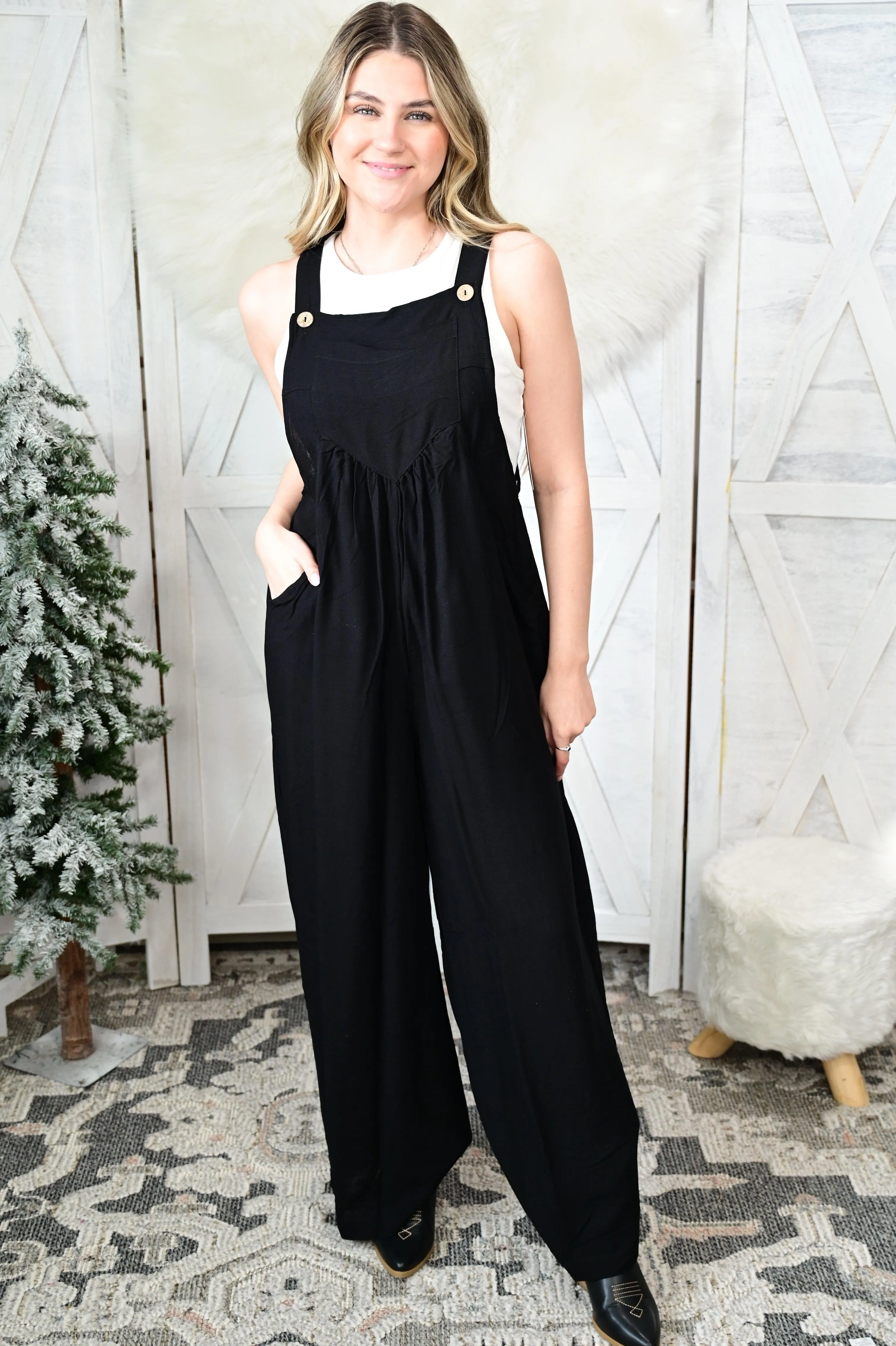 Jamie Solid Overalls with Pockets