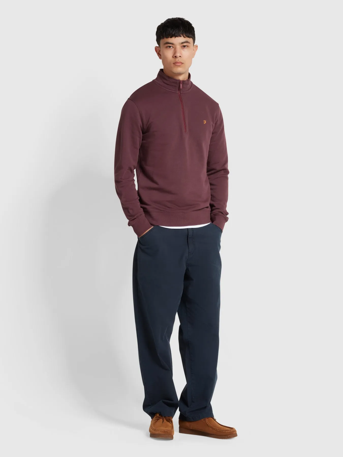 Kelly Quarter Zip Sweatshirt In Farah Red