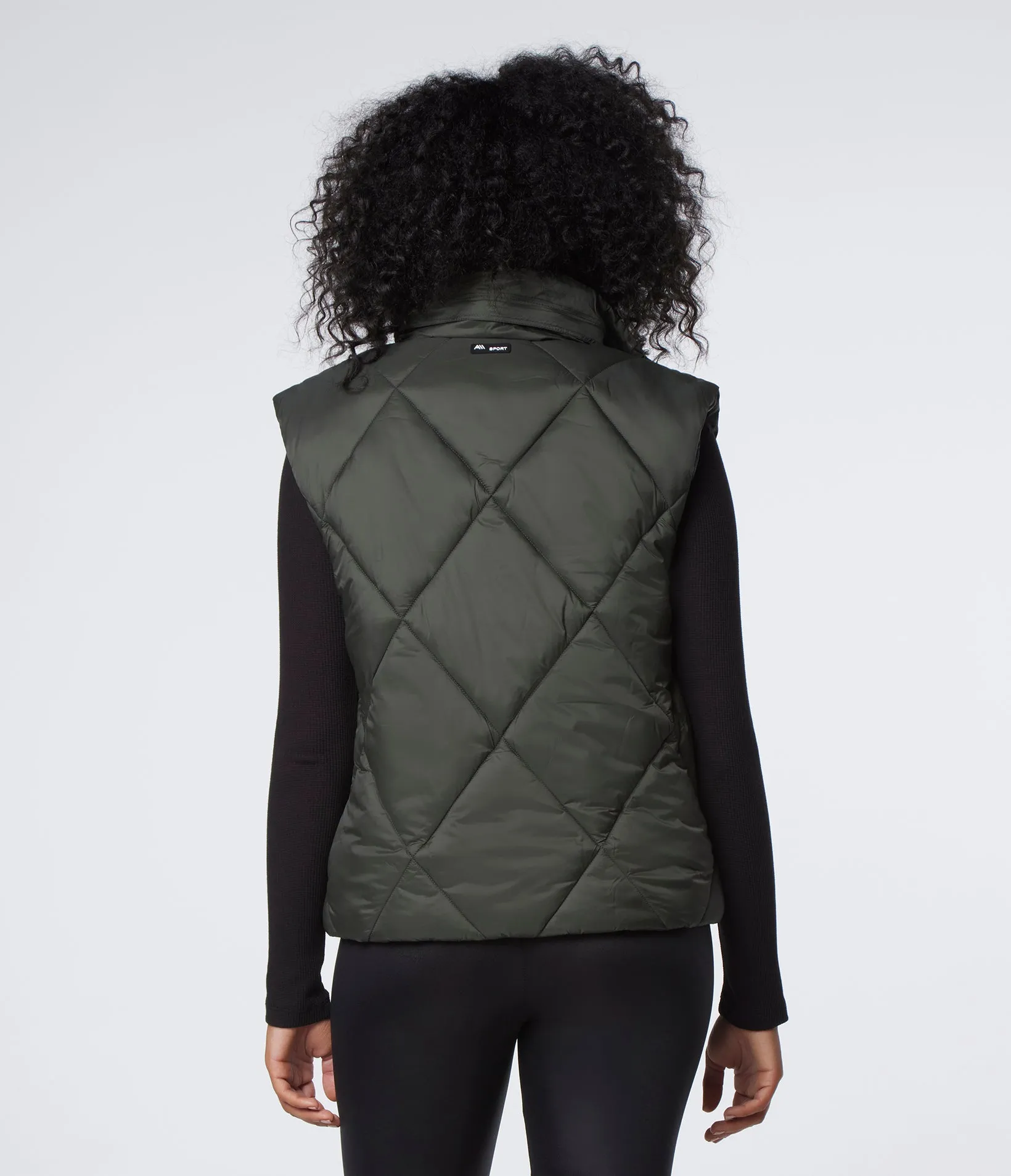 Large Diamond Quilted Vest With Hidden Rain Hood