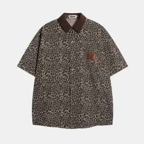 Leopard | Vintage Patch Denim  Polo T Shirt