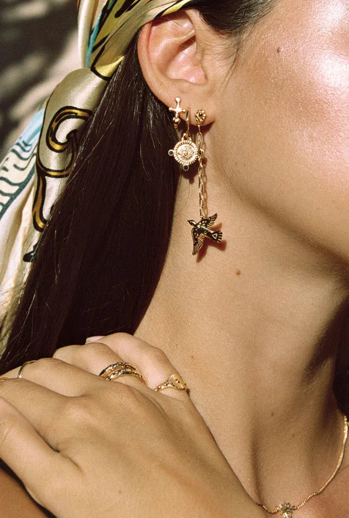 Lucky Swallow Chain Earring Goldplated