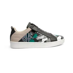 Men's Icon Manhood Camouflage Gray Green White Leather Sneakers 02091-840