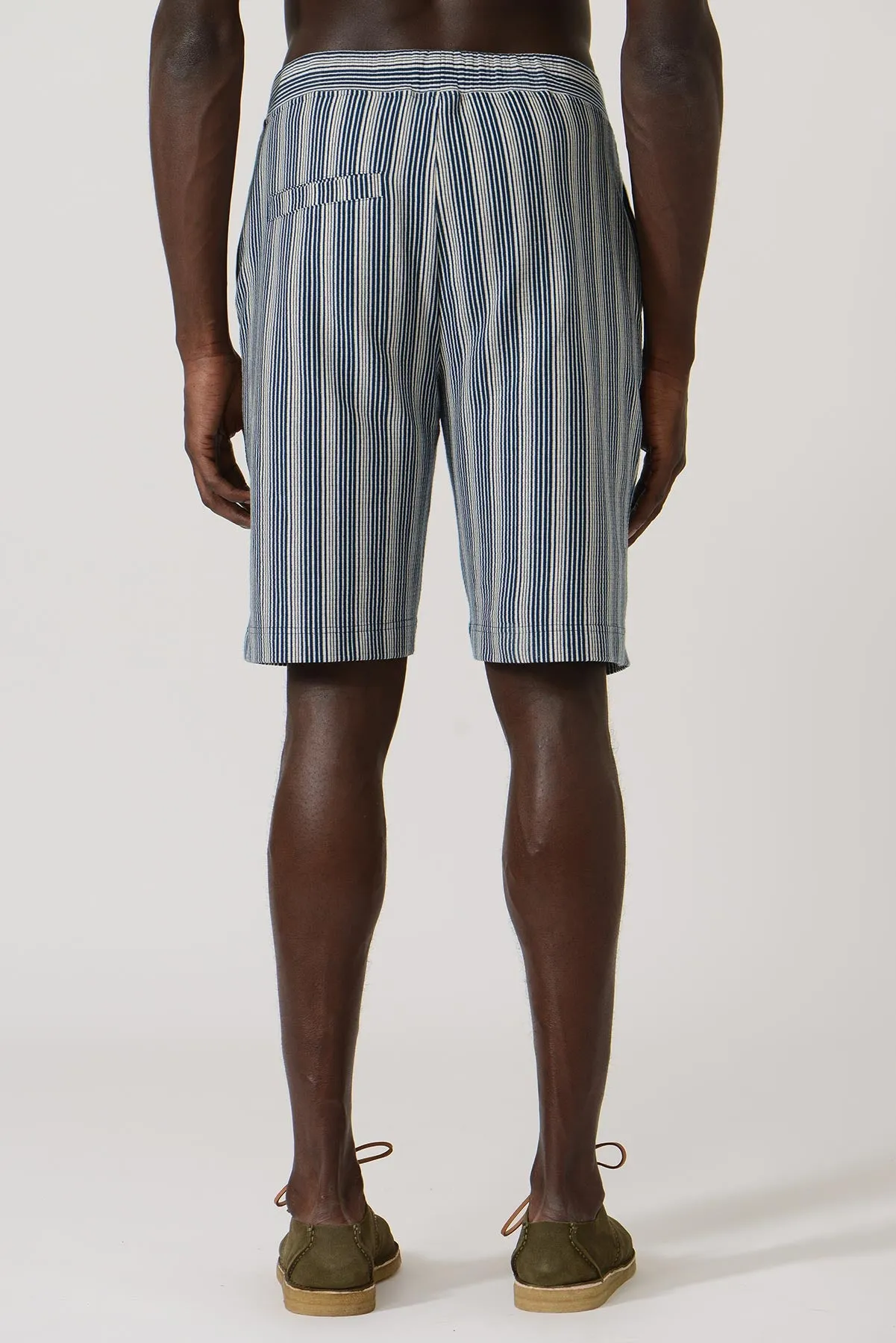 Miguel Towelling Stripes Drawcord Shorts Vertical — PETROL/WHITE