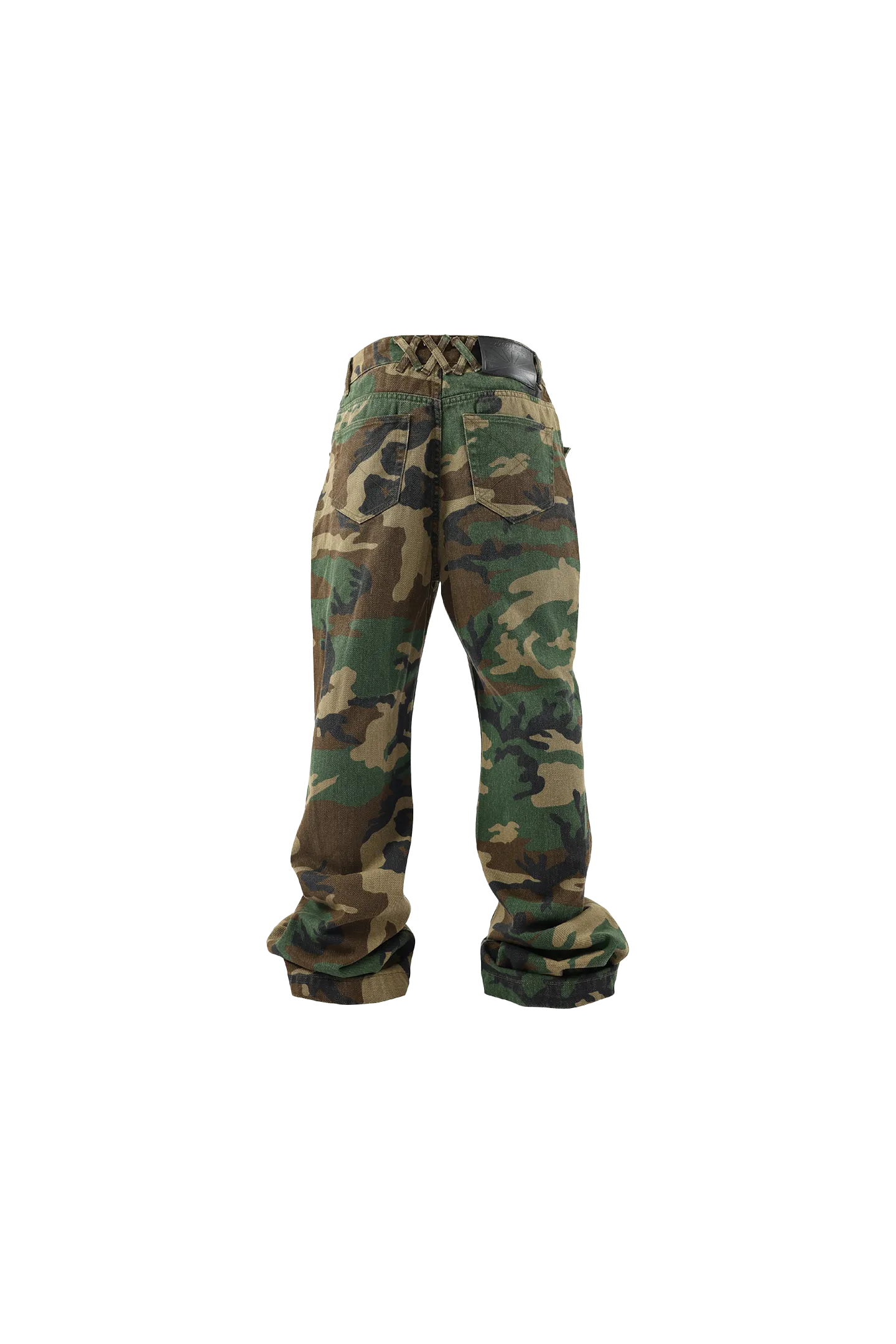 Military Green Camouflage Bootcut Denim Pants