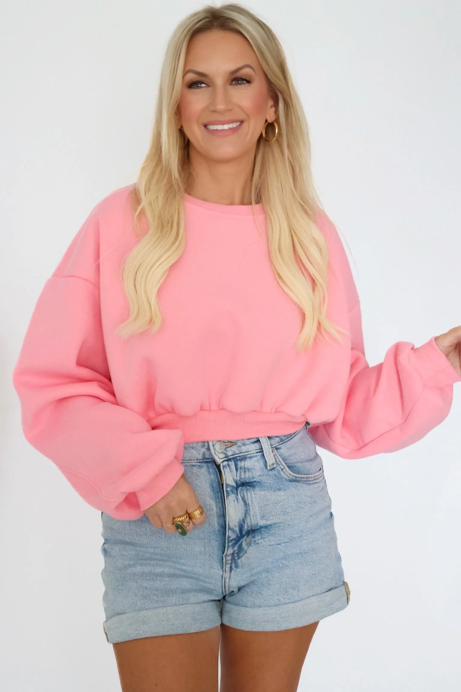 Mollie Cropped Sweatshirt - Pink