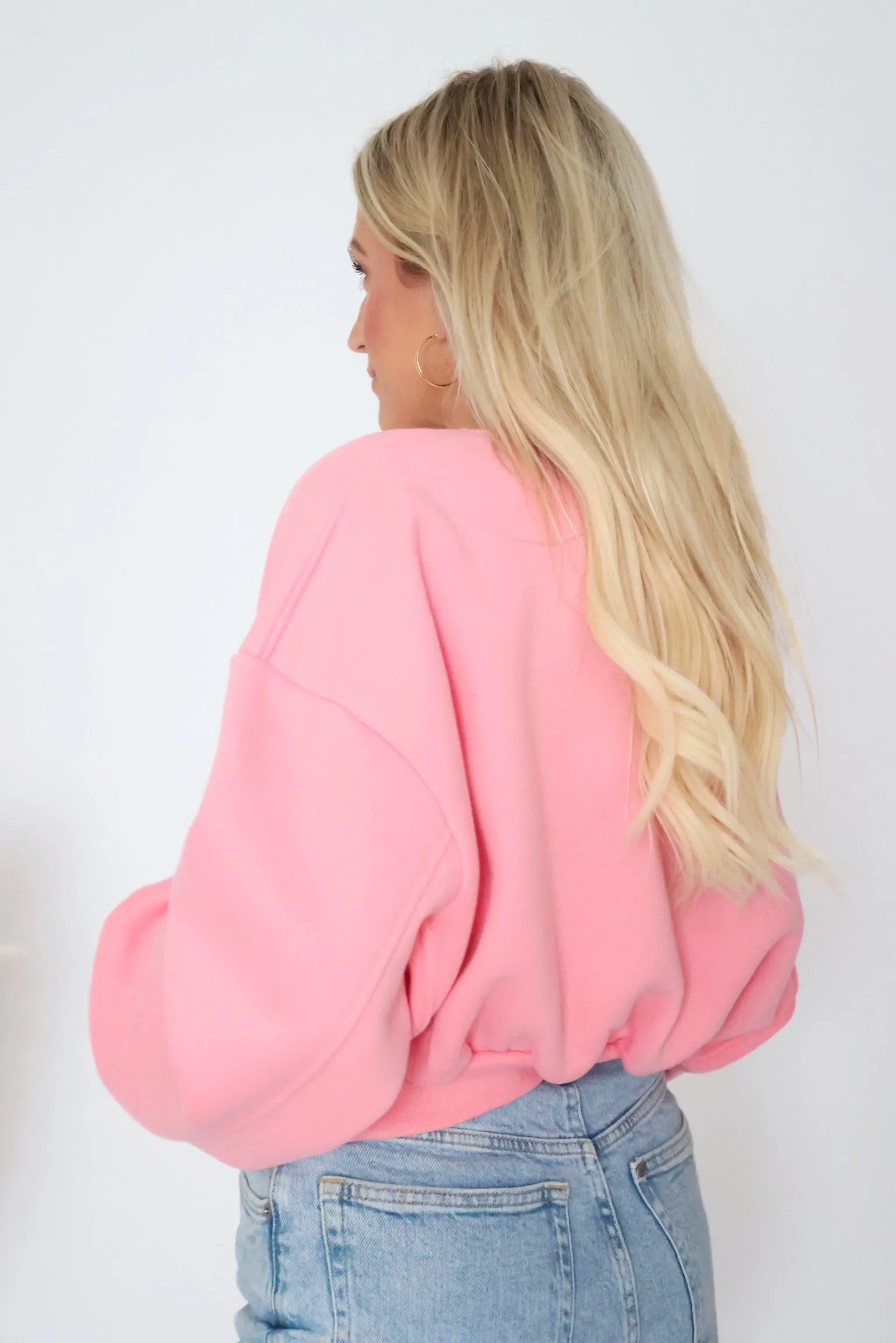 Mollie Cropped Sweatshirt - Pink