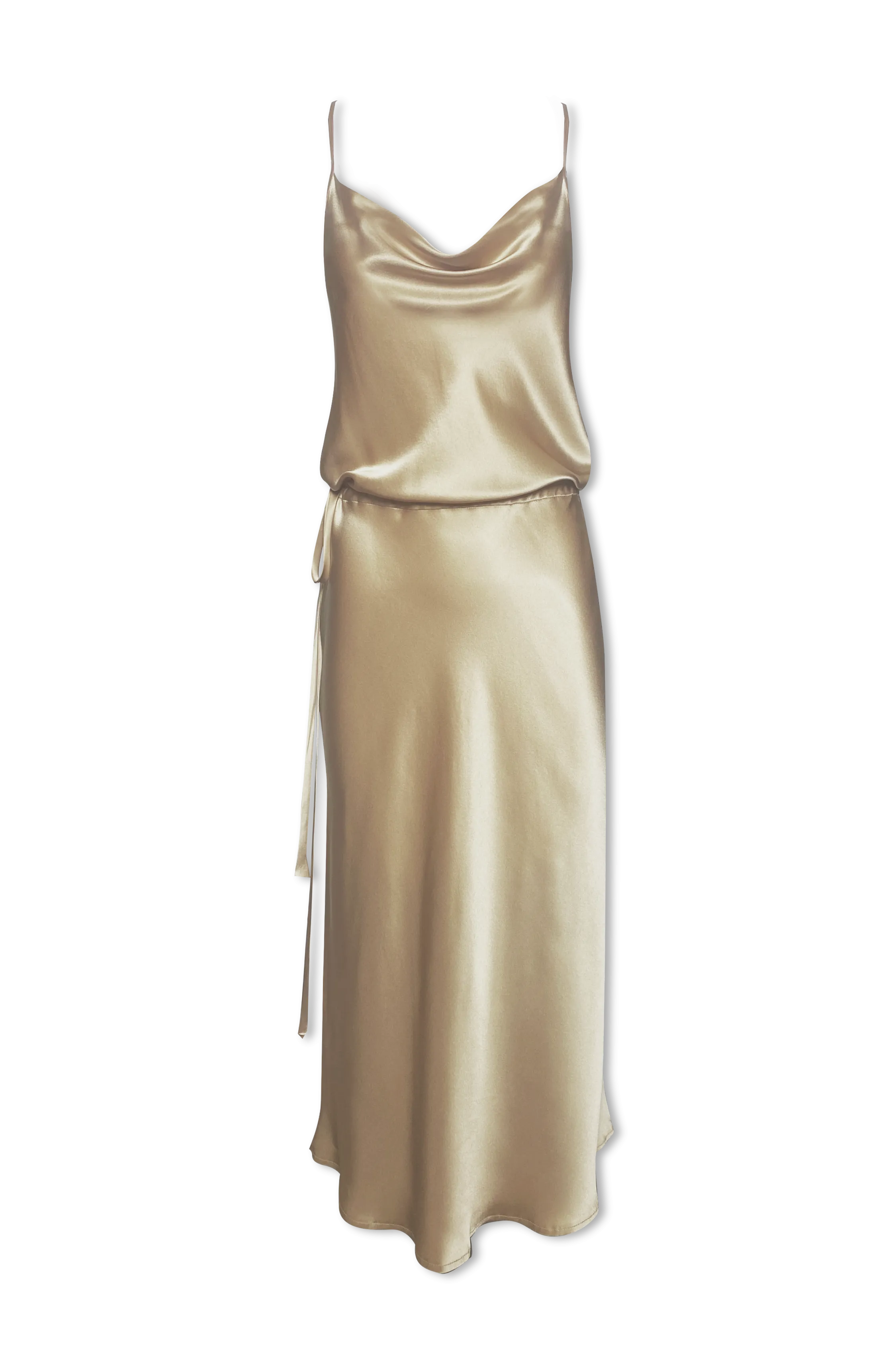 Nane Cowl Neck Silk Dress - Desert