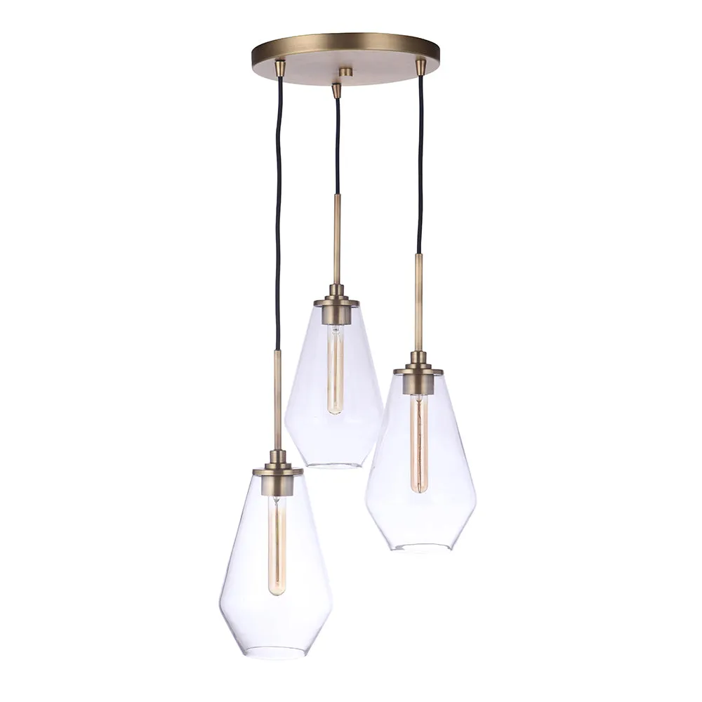 Nimbus 3 Light Pendant - Brass