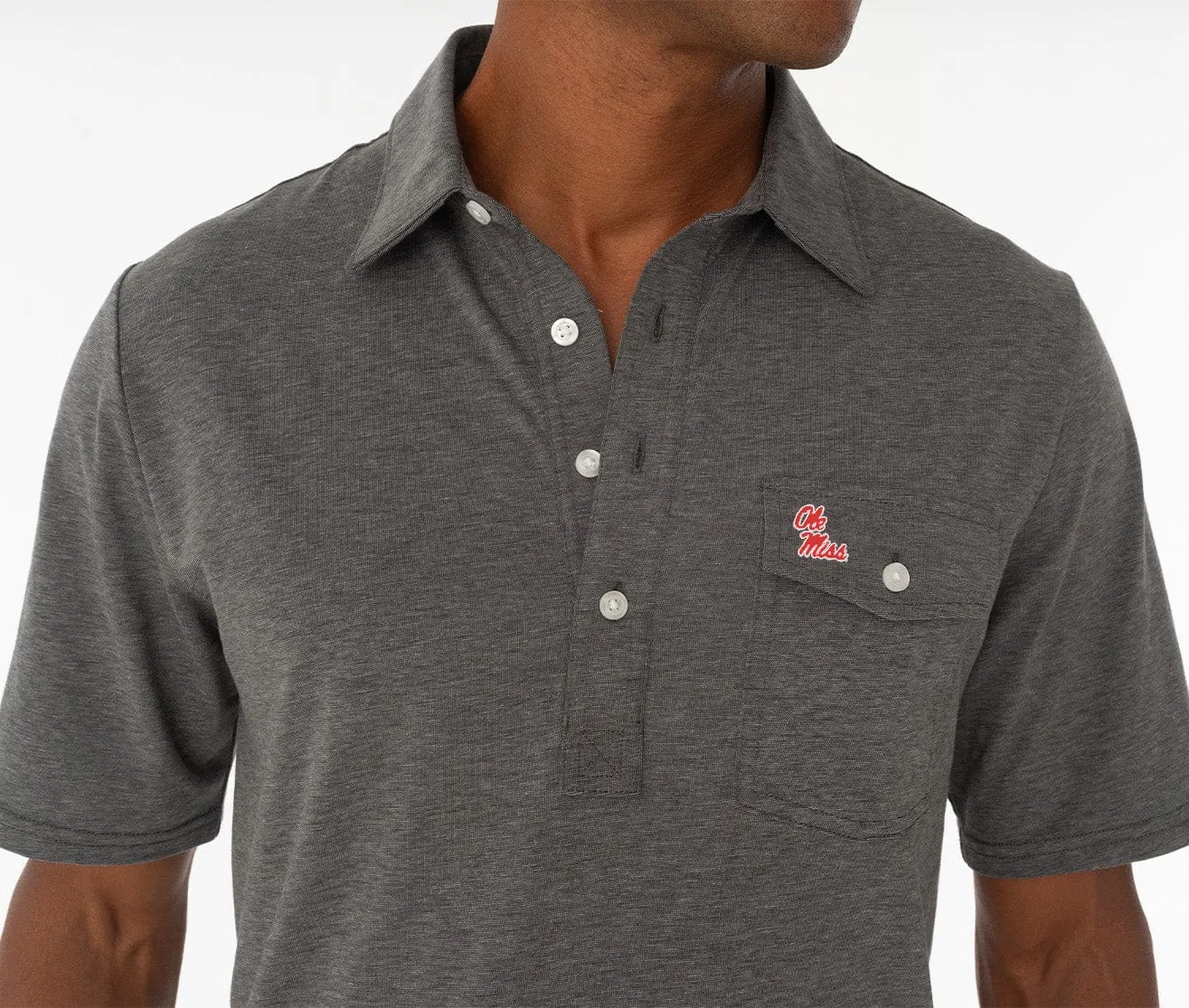 Ole Miss - Coach's Performance Players Shirt - Ole Miss Stack - Heather Gray